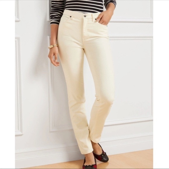 Talbots Flawless Five-Pocket Straight Corduroy Pants Winter White Cream - Picture 1 of 10